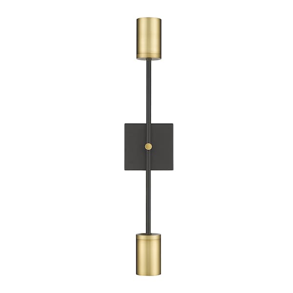 Calumet 2 Light Wall Sconce, Matte Black & Olde Brass